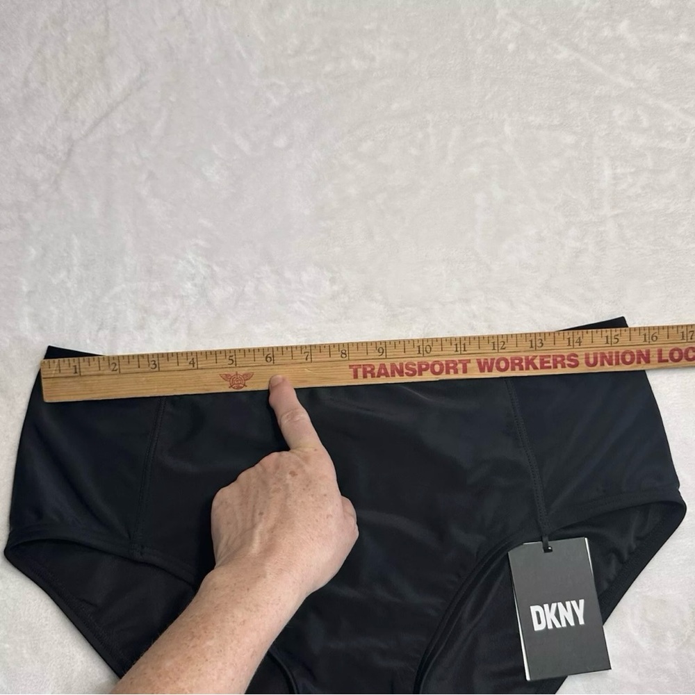 DKNY High-Waist Bikini Swim Bottoms Size XL Black Seamed New With Tags - Picture 7 of 9